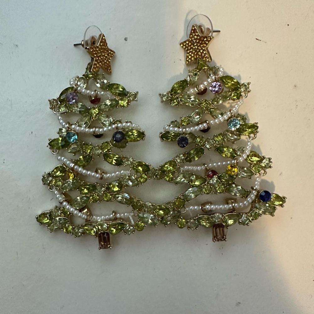 Bauble bar Christmas tree earrings